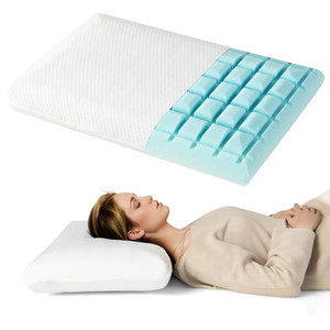 Set of 2 Gel Memory Foam Pillow 3D Cutting Air Flow Cooling Pillows with Pillowcase B593-HU10642