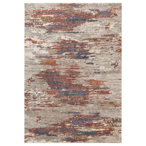 8' X 10' Beige Rust and Blue Abstract Power Loom Area Rug N270-532205