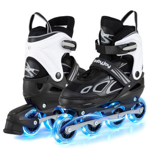 Adjustable Kids' Incline Skates 4 Sizes Adjustable Blade Roller-Black - Color: Black D681-TS10383DK