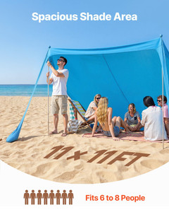 Beach Tent Sun Shelter, UPF50+ Sun Protection, 6.6 ft Tall, 11 x 11 ft, Easy Pop Up Beach Canopy wi E415-ZPSTPZPSTPSJP8X5V001V0