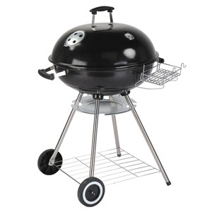 28-Inch Portable Charcoal Grill with Wheels and Storage Holder, Porcelain-Enameled Lid and Ash Catc T575-S0671435377
