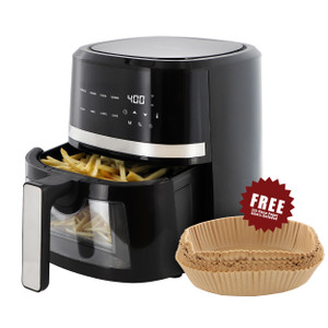 MegaChef 4 Quart Digital LED Display Electric Air Fryer with Transparent Window in Black with 125 P D970-MCAI-380ETS