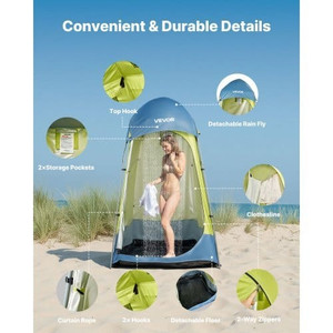 Camping Shower Tent, 1 Room, Portable Privacy Tent Changing Room with Ground Stakes, Ropes, Carry B E415-SRZPZZSWPJL54CL57001V0