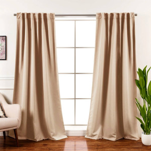 52 x 102 inch Solid Beige Cream Thermal Blackout Curtain Panels - Set of 2 Q280-BECRFTCIE359175642