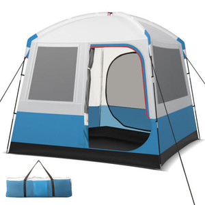 5 Person Camping Tent with Mesh Windows and Carrying Bag for Camping Hiking Traveling-White B593-NP11643