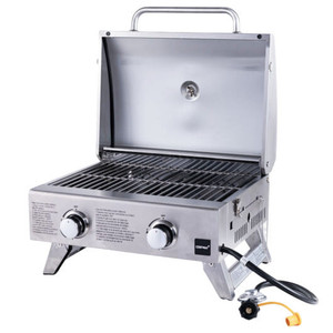 Stainless Steel Propane Grill with Lid for Outdoor Camping Tailgating Picnic Party-Silver B593-NP11463