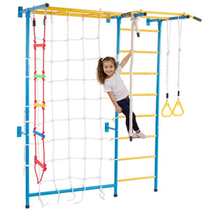 Indoor Jungle Gym for Toddlers, 7-in-1 Climbing Playset with Carbon Steel Swedish Ladder, Wall Ladd E415-PPGJS9CWG7H103KXNV0