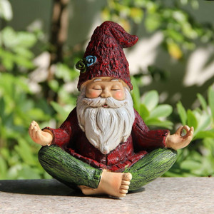 Zen Garden Meditating Yoga Solar Gnome Statue Q280-ZENGNO5463