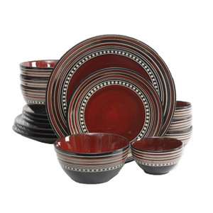 Gibson Elite Café Versailles 16 Piece Double Bowl Dinnerware Set - Red D970-92744.16