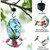 Blue Blown Glass Hummingbird Feeder with Perch and 4 Feeding Ports Q280-BGHFBHG343025894