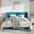 King Size Upholstered Linen Blend Headboard Wingback Platform Bed in Turquoise Q280-TUKI4647