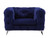41" Blue Fabric And Black Tufted Arm Chair N270-515795