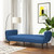 Modern Scandinavian Blue Linen Upholstered Sofa Bed with Wooden Legs Q280-NAGI3399