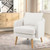 Modern White Sherpa Upholstered Accent Chair with Wooden Legs Q280-CREGTH56889
