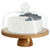 MegaChef Acacia Wood Multi-Function Cake Stand with Glass Dome Lid D970-MC-A102