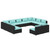 Garden Lounge Set Black, Water blue A949-3102121