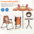 4 Pieces Kids Picnic Set with 2 Folding Chairs and Height Adjustable Umbrella-Brown - Color: Brown D681-NP12143BN