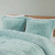 Full/Queen Soft Sherpa Faux Fur 3-Piece Comforter Set in Light Teal Blue Q280-AQFSHC79254631