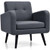 Modern Upholstered Comfy Accent Chair Single Sofa with Rubber Wood Legs-Gray - Color: Gray D681-HW66544GR