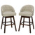 Set of 2 Swivel Bar Stools with Rubber Wood Legs and Padded Back-Beige - Color: Beige D681-JV10541BE