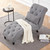 Grey Linen Upholstered Armless Chaise Lounge Chair with Pillow Q280-GRELN65875