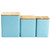 MegaChef 3 Piece Square Iron Kitchen Canister Set with Bamboo Lids in Turquoise D970-MG-410