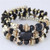 Bohemian Fashion Crystal and Artificial Turquoise Mixed Design Triple Layers Fashion Bracelet - Bla A392-fabr1853