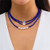 Blue Beads Chain Classic Blue Color Eye and Pearl Pendants Three-layers Necklace A392-fane7460