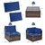 6 Pieces Patio Rattan Furniture Set with Cushions and Glass Coffee Table-Navy - Color: Navy D681-HW67937NYA+