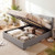 Queen Size Lift-up Storage Bed Modern Linen Upholstered Platform Bed-Gray - Color: Gray D681-HU11350GR-Q