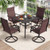 5 Pieces Outdoor Dining Set with 4 Swivel Chairs and 36 Inch Square Patio Table-Brown - Color: Brown D681-NP13157DK+2*NP13154CF-2