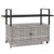 Outdoor Bar Cart Wicker Buffet Serving Cart with Cabinet and 8 Hooks-Gray - Color: Gray D681-HW73317