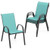 Set of 4 Outdoor Patio Chairs with Weather-resistant Fabric-Blue - Color: Blue D681-NP11384HL-4
