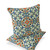 Set of Two 16" X 16" Blue and Orange Blown Seam Floral Indoor Outdoor Throw Pillow N270-535610