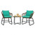 3 Pieces Patio Rattan Bistro Set Cushioned Chair Glass Table Deck-Turquoise - Color: Turquoise D681-OP70838TU