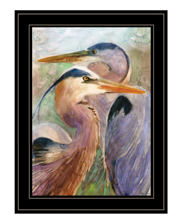 Blue Heron Duet 2 Black Framed Print Wall Art N270-407861