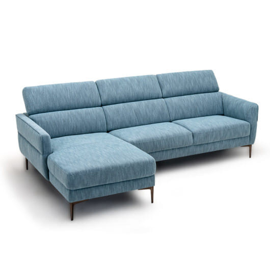 105 Inch L-Shaped Sofa Couch with 3 Adjustable Headrests-Blue - Color: Blue D681-HV10183WL-NY+