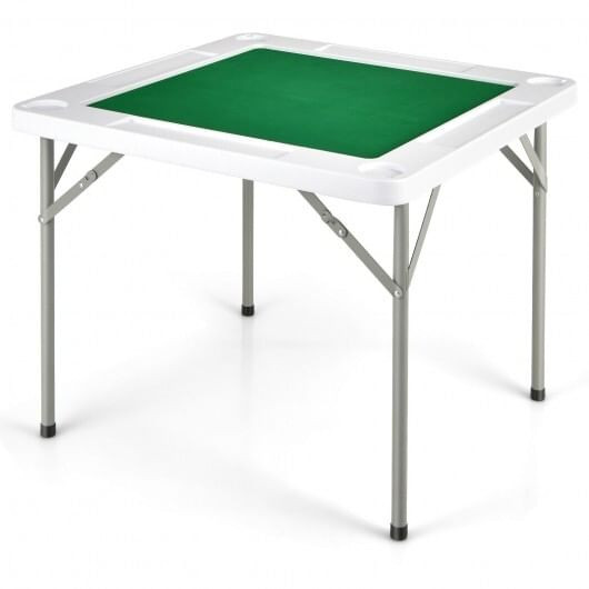 4-Player Mahjong Game Table with Iron Frame - Color: Green D681-UY10011