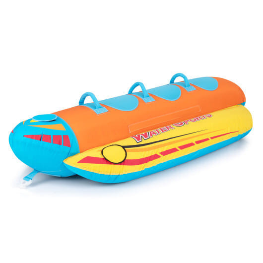 3-Person Inflatable Banana Boat with 3 EVA-padded Seats and Handles - Color: Orange D681-NP11601