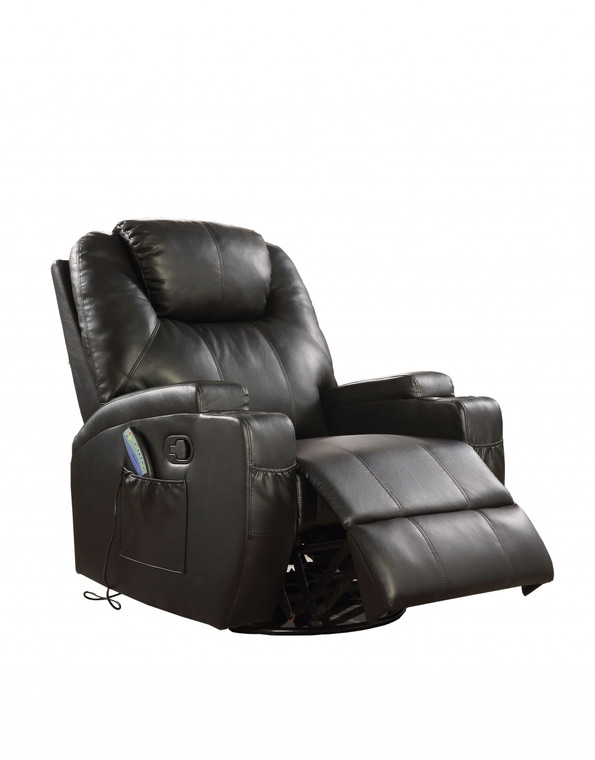 34" Black Leather Match Power Heated Massage Recliner N270-318863