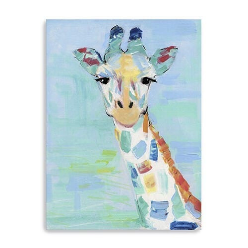32" x 24" Pastel Patchwork Giraffe Canvas Wall Art N270-398909