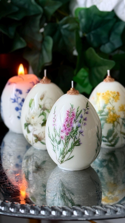 Floral Easter Egg Candle: Spring holiday Decor - Easter Decorations gift H652-1035