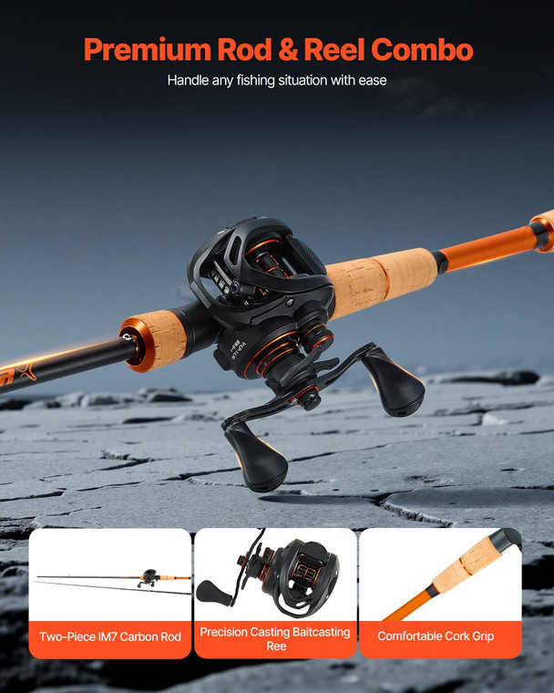 Rod and Fishing Reel Combo, IM7 Carbon Fiber Baitcasting Rod and Reel Combo, Bass Fishing Pole with E415-GLZHSDLGSBX7NVCOX001V0
