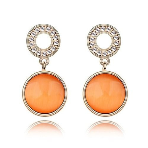 Pure Elegant Opal Inlaid Round Dangling Earrings - Orange A392-fear0424