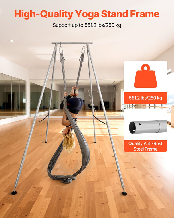 Yoga Stand Frame, 9.6 ft Length Swing Stand, Max 551.2 lbs Load Triangular Structure Aerial Rig, Ae E415-KJ96FTW00000M944D001V0