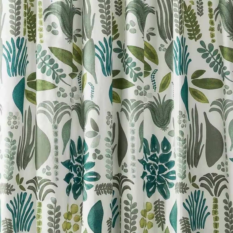 72 x 72 inch Cotton Poly Shower Curtain with Garden Leaves Herb Floral Pattern Q280-JGSCST291573642