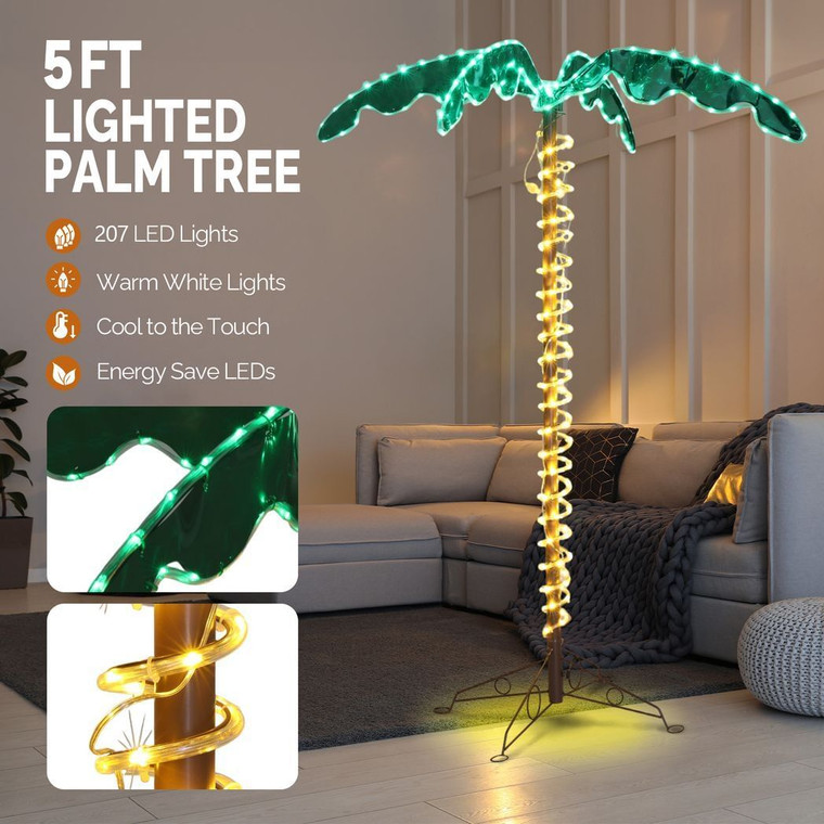 5ft 207 Lights 31V 6W Coconut Tree Lights Garden Tree Lights Decoration T575-S0671383219