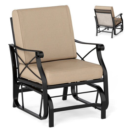 Patio Glider Rocking Chair with Metal Frame and Thick Cushions-Brown B593-NP12160