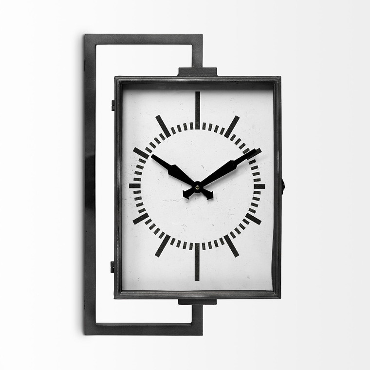 Rectangular Large Black Industrial Style Wall Clock N270-376249