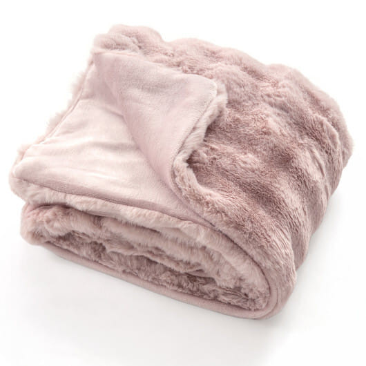 Luxury Fuzzy Plush Rabbit Fur Bubble Blanket for Armchair-Pink - Color: Pink D681-HU11312PI-M
